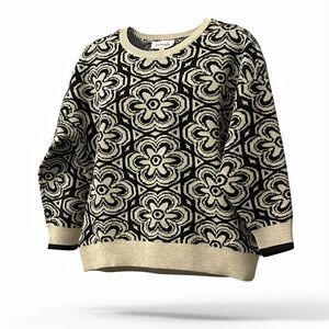 NWT 1X philosophy cream and black sweater